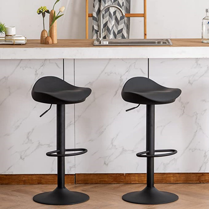 Corrigan Studio® Kidol & Shellder Bar Stools Set Of 2,Easy To Assemble,Modern Saddle Swivel